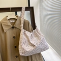 Bolso de lona con estampado floral rosa y cierre de cordón ajustable estilo - Rojo