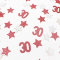 Pink and silver number 30 star glitter confetti for birthday party table decoration - Rose Gold 30 and Star / Rose Gold and Silver
