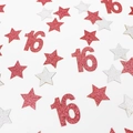 Rose gold number 16 and star glitter confetti for birthday party table decoration - Rose Gold 16 and Star / Rose Gold and Silver