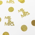 Sparkling gold Mr & Mrs wedding confetti with round sequins for bridal party decor - Gold Mr&Mrs and Circles