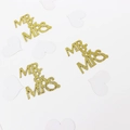 Glitter gold Mr & Mrs wedding confetti for bridal parties and elegant gift decoration - Gold Mr&Mrs and White Hearts