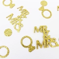 Golden glitter Mr & Mrs confetti with diamond ring shapes for wedding table decoration - Gold Mr&Mrs and Rings