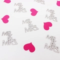 Silver glitter Mr & Mrs confetti with pink hearts for wedding party table decorations - Silver Mr&Mrs and Rose Red Hearts