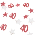 Rose gold and silver glitter number 40 and star confetti for birthday party table decoration - Rose Gold 40 and Star / Rose Gold and Silver