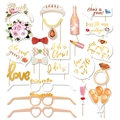 Kit de 21 accessoires photo pour enterrement de vie de jeune fille en or rose et couronne - Or