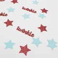Macro view of blue and pink glitter stars and Twinkle paper confetti for party decor - Rose Gold With Rose Gold Blue Stars