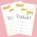 Detailansicht der Neujahrsparty-Einladungen mit glitzerndem Goldtext und ausfüllbaren Feldern - Fünfzackiger Stern / 12 Blatt