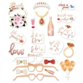 Kit de 21 accessoires de cabine photo rose doré pour enterrement de vie de jeune fille - Or rose