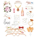 Lot de 21 accessoires de cabine photo pour enterrement de vie de jeune fille rose - Argent