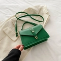 Bolso de mano elegante en cuero verde esmeralda con hebilla dorada y correa ajustable - Verde