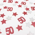 Confeti de purpurina estrella y número 50 oro rosa para 50 cumpleaños - Oro Rosa 50 y Estrella / Oro Rosa y Plata