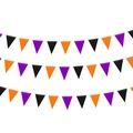 Triangular Halloween bunting flags set in classic orange, black, and purple tones. - Black Orange and Purple Style
