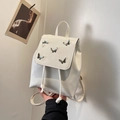 Zaino bianco da donna con farfalle metalliche argentate e chiusura a coulisse - Bianco Sporco