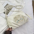 Cream embroidered crossbody bag with floral patterns and delicate white tassels - Single Bag / Off White