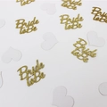 Confeti brillante dorado Bride to Be con corazones blancos para despedida de soltera - Texto Dorado + Corazón Blanco