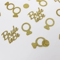 Golden glitter Bride to be confetti with diamond ring shapes for bridal shower decor - Gold Text + Gold Ring