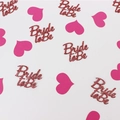 Rose gold glitter Bride to Be confetti with magenta paper hearts for party decor - Rose Gold Text + Magenta Heart