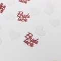 Red glitter Bride to Be letters and white heart confetti for bachelorette party decor - Rose Gold Text + White Heart