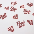 Glittering dark red Bride to Be and diamond paper confetti for wedding party table decor - Rose Gold Text + Rose Gold Diamond