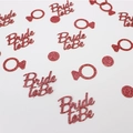 Rose gold glitter confetti with Bride to Be text and ring shapes for wedding decor - Rose Gold Text + Rose Gold Ring