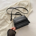 Minimalistische zwarte schoudertas met verstelbare riem en goudkleurige hardware details - Zwart