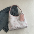 Borsa tote bianca con stampa a farfalla, manici rosa e mini portamonete coordinato - Rosa