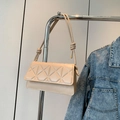 Elegant beige quilted crossbody bag with a lattice pattern and knotted rope shoulder strap - Khaki