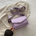 Minimalist lavender crossbody flap bag with a wide fabric strap and golden hardware - Purple