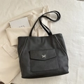 Sac fourre-tout noir grande capacité avec boucle papillon et zips latéraux - Noir
