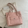 Sac cabas rose vintage à grande capacité avec boucle papillon et zips - Rose