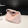 Minimalist light pink nylon crossbody bag with adjustable wide strap for modern styling - Pink
