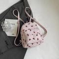 Mini-Rucksack aus rosa Cord mit Erdbeerdruck und verstellbaren Schultergurten - Rosa
