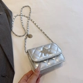 Mini silver quilted crossbody bag with rhinestone star and classic chain strap - Silver
