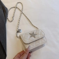 Mini white quilted crossbody bag with sparkling star rhinestone and chain strap - Off White