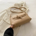 Chic khaki faux leather crossbody bag with buckle detail and golden protective studs - Khaki