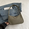 Bolso de hombro minimalista verde oliva en forma de media luna con cierre de cremallera - Verde