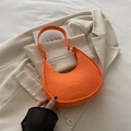 Fashionable bright orange felt crescent underarm bag with crocodile embossed texture - Orange