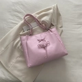 Sac fourre-tout rose pâle en similicuir avec détail nœud doux et fines bandoulières - Rose