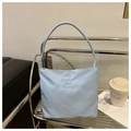 Light blue nylon bucket bag with 'pretty and liberty' embroidery on a silver trolley - Ice Blue