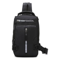 Sac de poitrine étanche noir pour homme avec plusieurs compartiments zippés pratiques - Noir