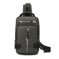 Sac de poitrine homme vert militaire imperméable avec détails de sangle logo - Vert