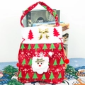 Festive Christmas gift bag featuring Santa Claus doll with red fabric and drawstring handle - Green Tree Santa Style (Style B)