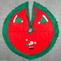 Gonna per albero di Natale rossa con bordo a balze verde e applique festosa di Babbo Natale - Stile Babbo Natale (Bordo Festonato Verde)
