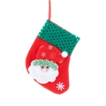 Christmas stocking gift bag with Santa Claus applique and green sequins on velvet fabric - Santa Claus