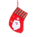 Roter Weihnachtsstrumpf mit Weihnachtsmann-Applikation und gestreiftem Glitzerbündchen - Weihnachtsmann