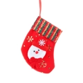 Weihnachtsstrumpf Geschenktüte mit Schneemann und rot-grünem Pailletten-Aufschlag - Schneemann