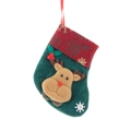 Christmas stocking gift bag with 3D reindeer design and festive snowflake embroidery - Elk Style