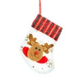 Weihnachtssocken-Geschenktüte mit Plüsch-Rentier und goldenen Schneeflocken - Hirsch