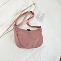 Minimalistische roze-bruine crossbodytas met verstelbare riem en dubbele ritssluiting - Roze