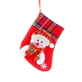 Weihnachtsstrumpf mit Schneemann-Motiv, Karomuster und weißer Schneeflocken-Stickerei - Schneemann Stil (B Stil)